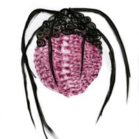 arachné n°3, pastel rose et noir sur calque, cordons noirs, 40 X 29 cm, 2010