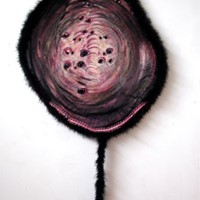 pastel rose sur carton plume n°4, fourrure, velours, 80cm diam, 2002