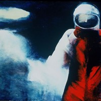 sur toile n°3, "le cosmonaute", 130x97cm, 1984